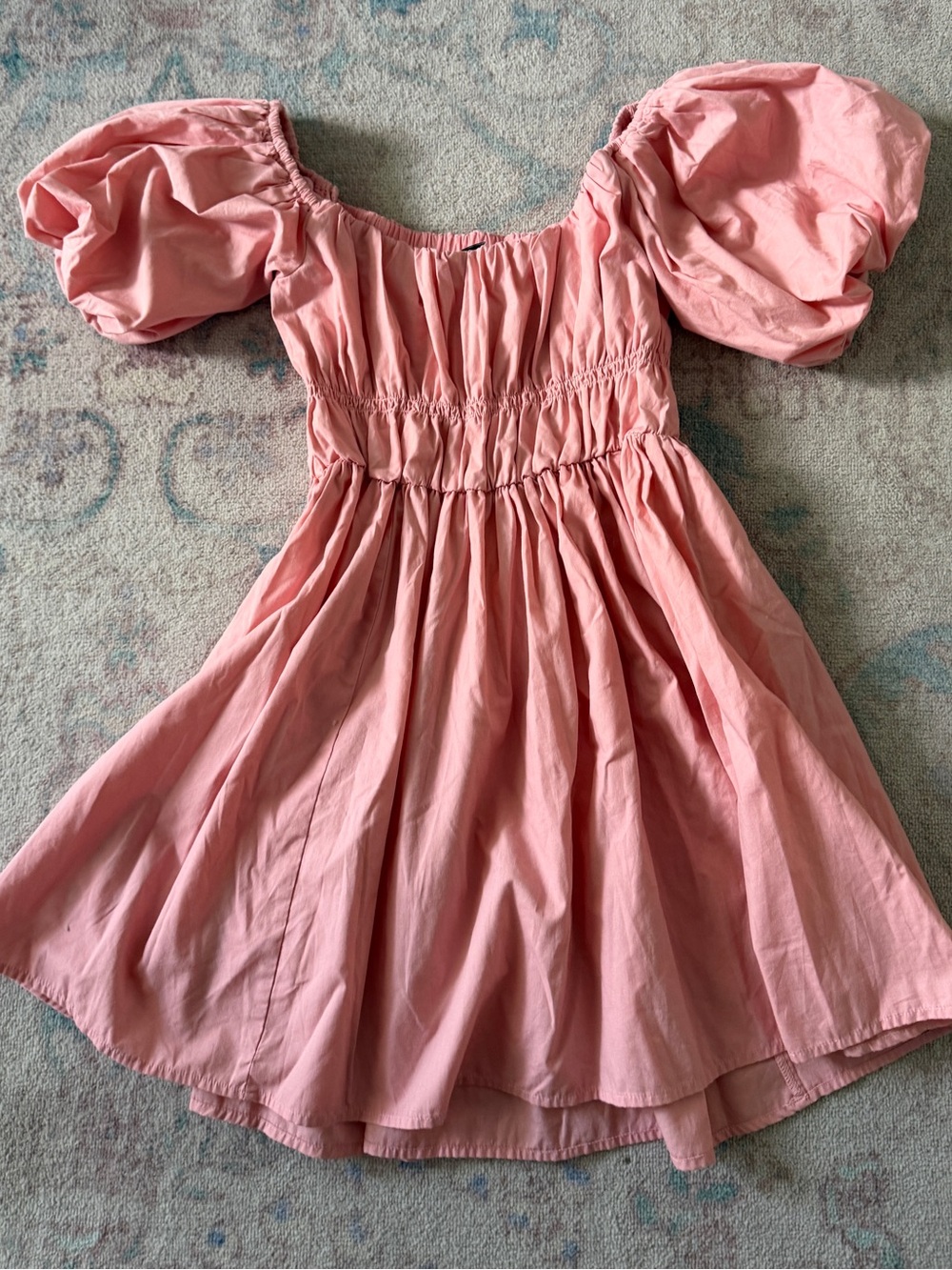 Abercrombie & Fitch Pink Puff-Sleeve Mini Dress